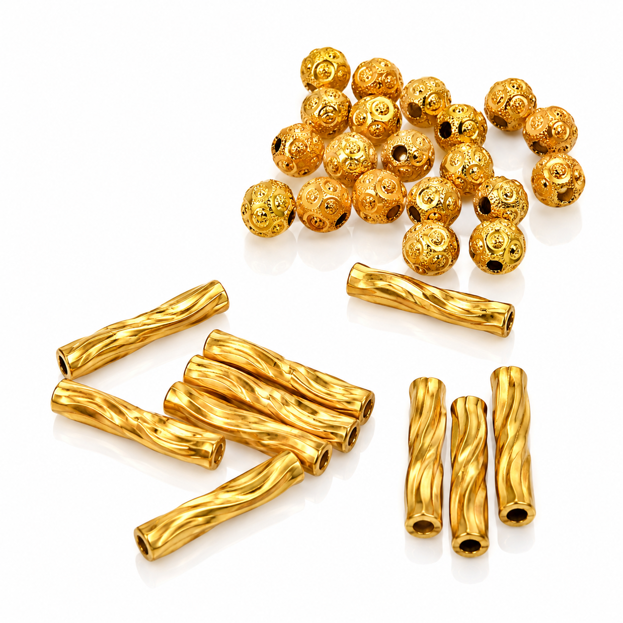 EverSiya 3mm round beads and designer wave tubes