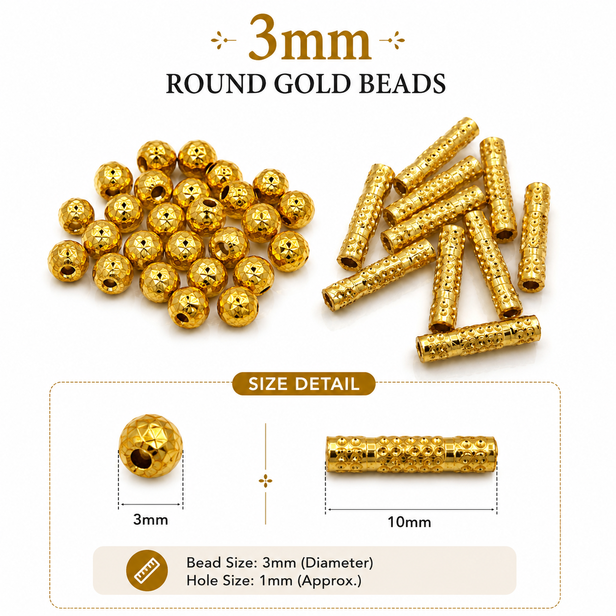 EverSiya 4mm gold-plated metal spacer beads